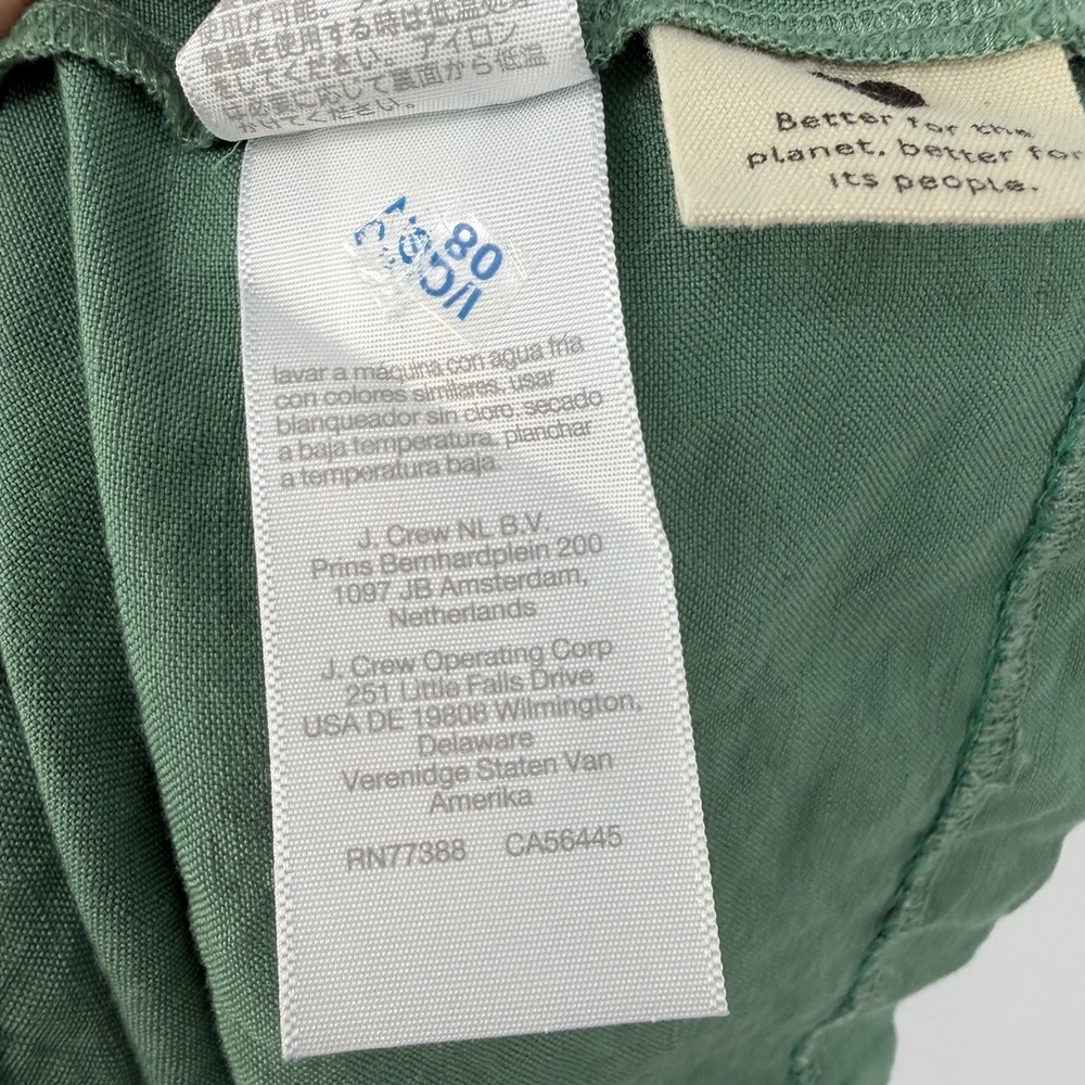 Madewell Tie-Back Midi Cami Dress 00 Boho Lagenlook Green Linen Blend Fairy Scan - Picture 11 of 16